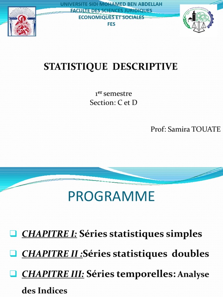 Statistique descriptive S1: Cours et définitions | PDF | Statistiques ...