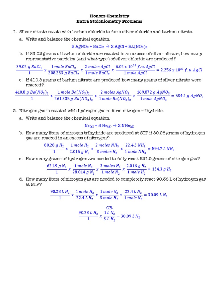 Extra Stoichiometry Practice Problems | PDF | Gases | Carbon Dioxide