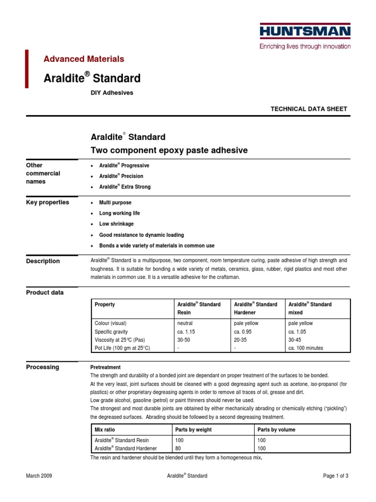 AralditSTANDARD Datasheet PDF PDF Adhesive Epoxy