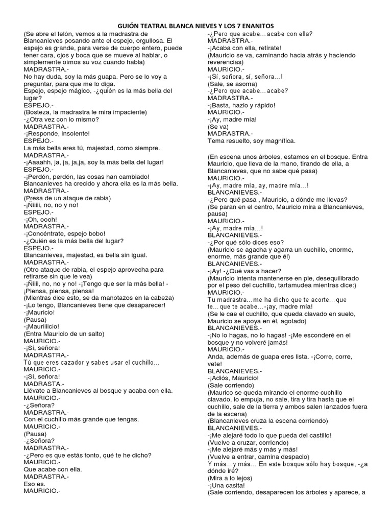 Guion Blanca Nieves PDF Blanco como la nieve