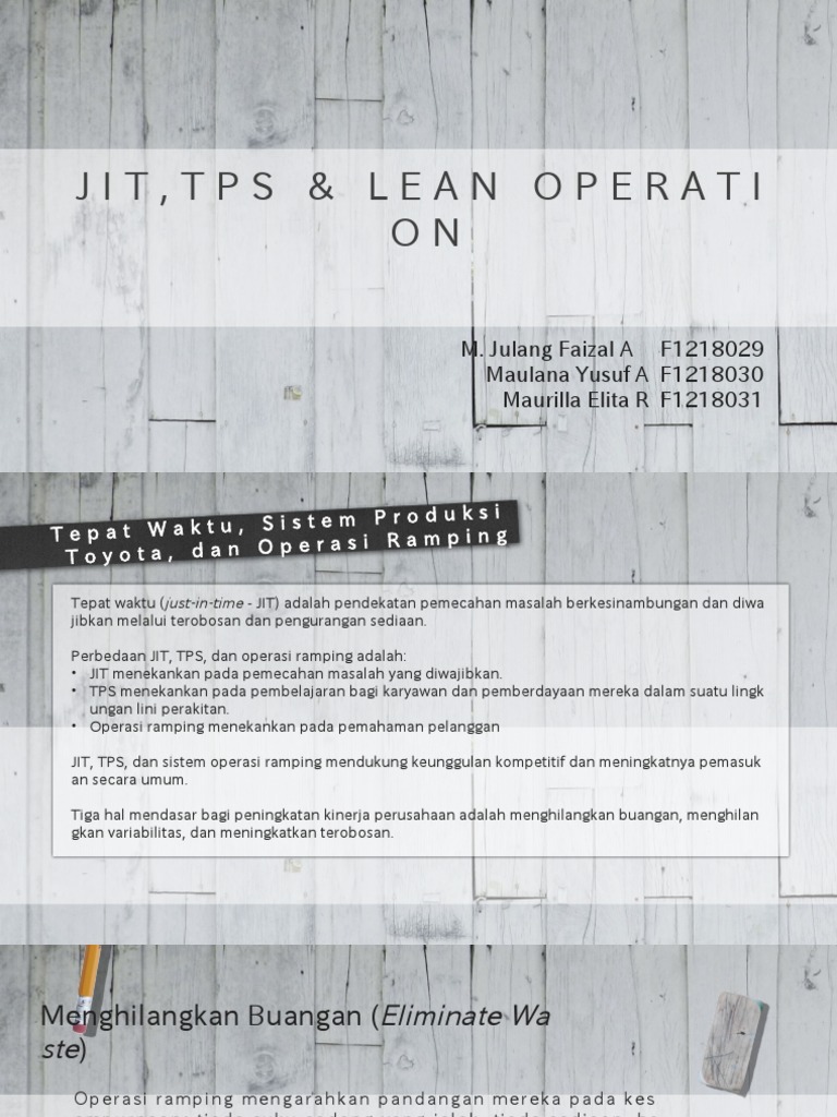 Operasi Ramping dan JIT dalam Produksi | PDF | Bisnis | Teknologi ...