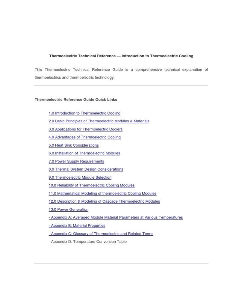 Thermoelectric Technical Reference | PDF | Heat | Thermocouple