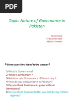 Nature of Governance in Pakistan