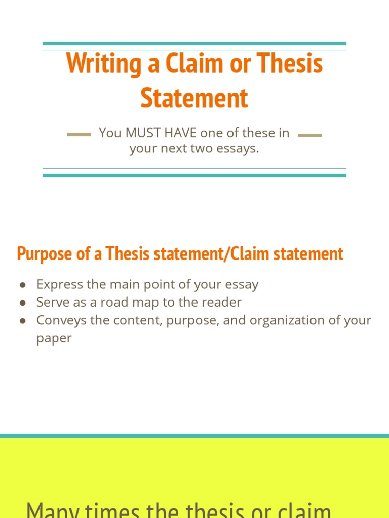 Writing A Claim or Thesis Statement  PDF