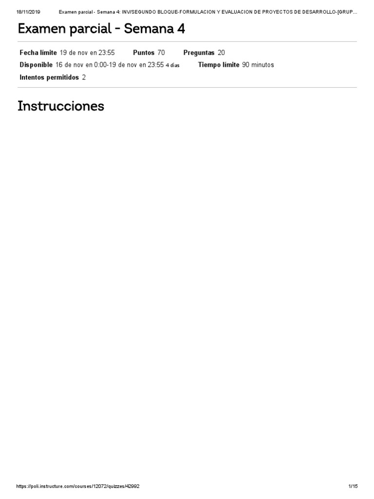 Examen Parcial: Proyectos de Desarrollo | PDF | Valor presente neto ...