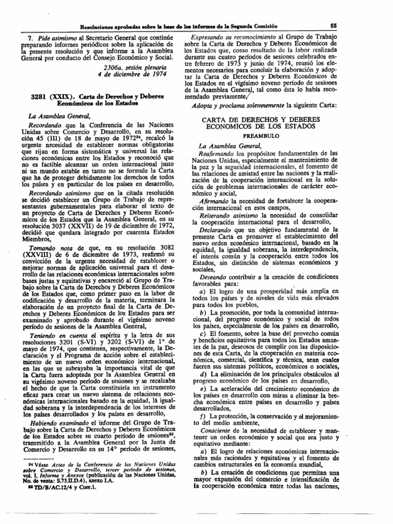Carta de Derechos y Deberes Económicos de Los Estados PDF | PDF ...