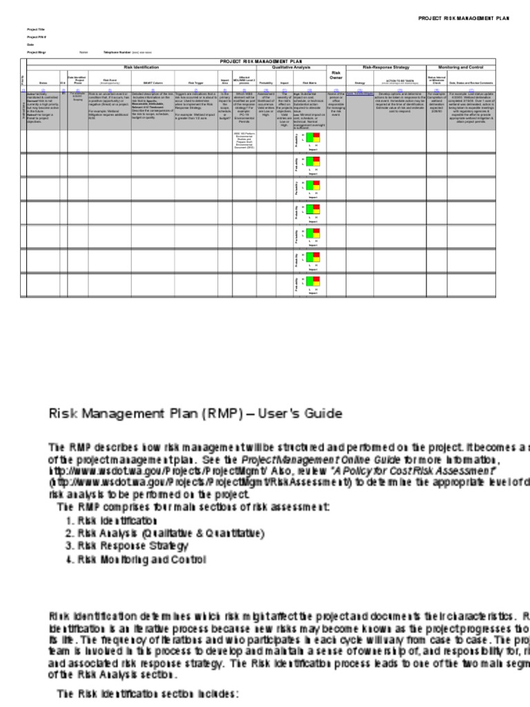 Risk Analysis and Management Plan Excel Template | PDF | Risk ...