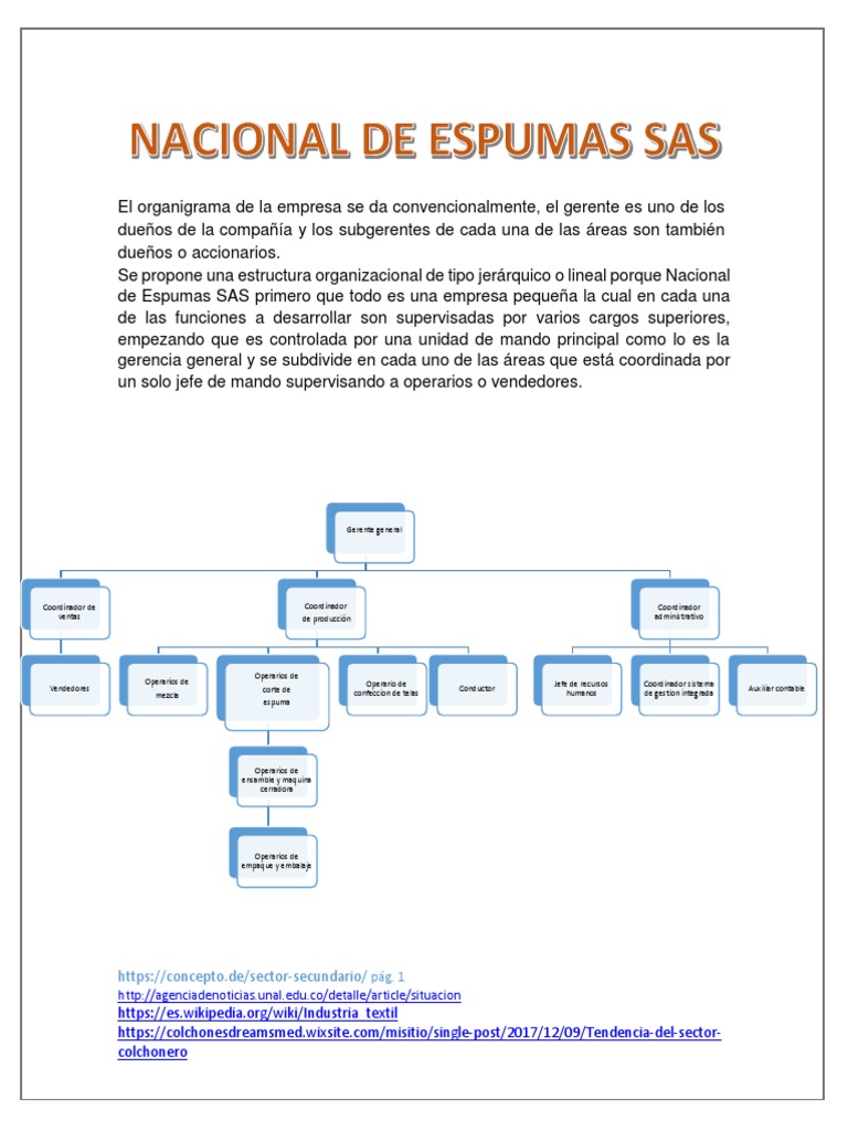 Organigrama de Empresa Textil Pequeña | PDF | Industria textil | Economias