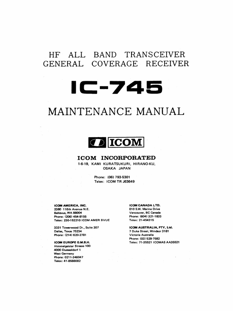 007トランプ Icom Ic-745 Service Manual PDF | PDF