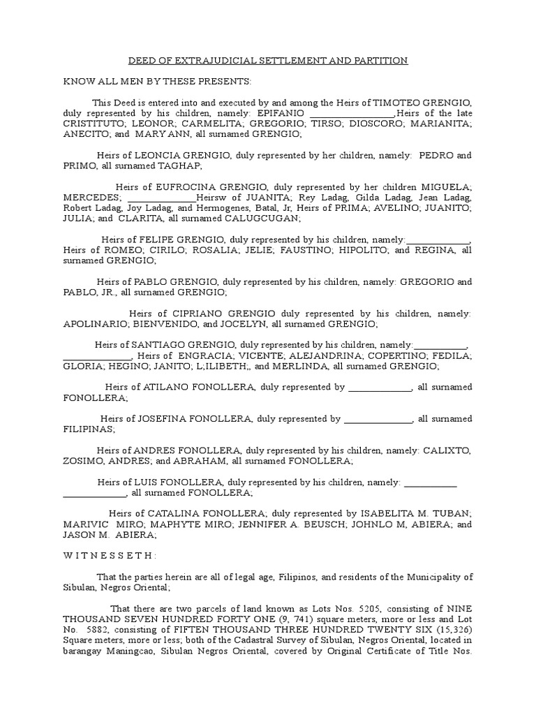 Extrajudicial Settlement and Partition | PDF | Natural Resources Law ...