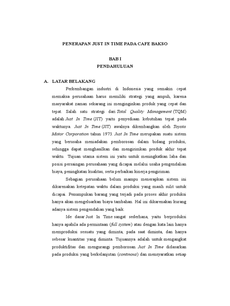 Mpo - Penerapan Just in Time 1 | PDF