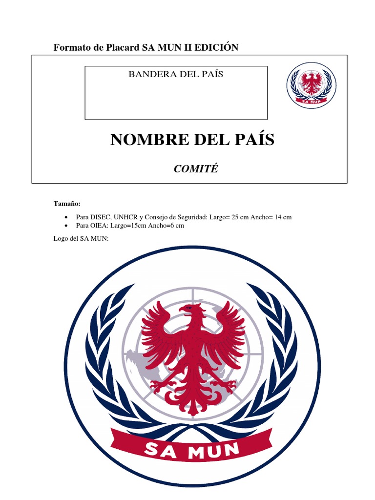 Formato de Placard SA MUN II EDICIÓN PDF