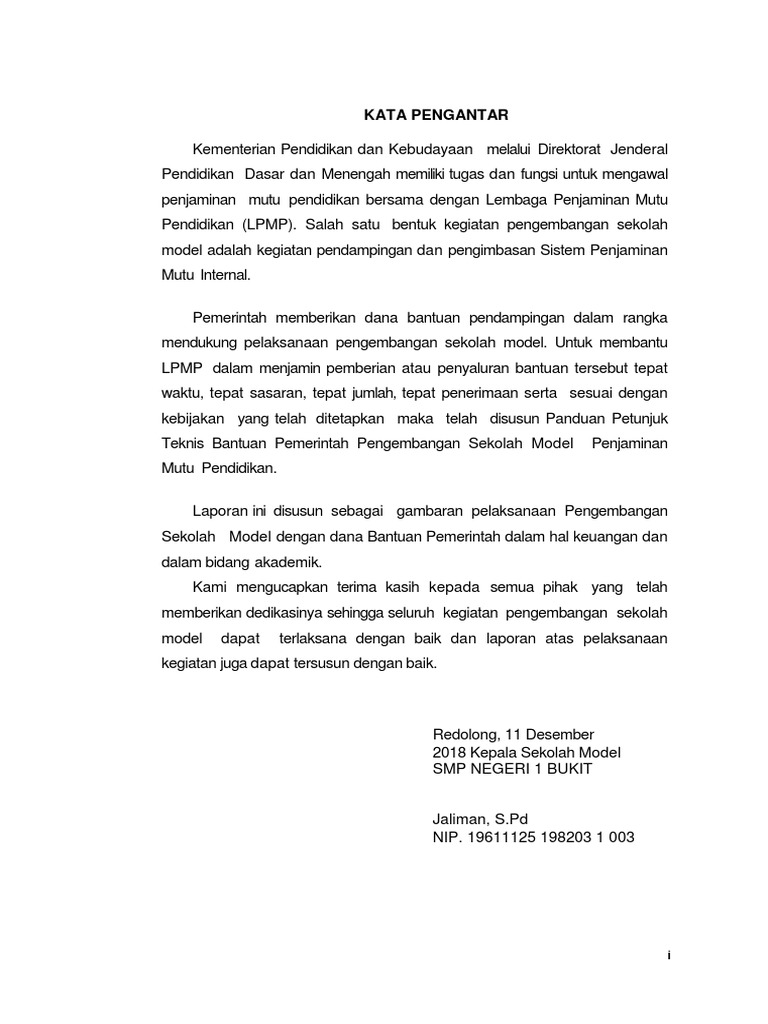 Laporan Akhir Pelaksanaan Kegiatan Spmi Smp N 1 Bukit