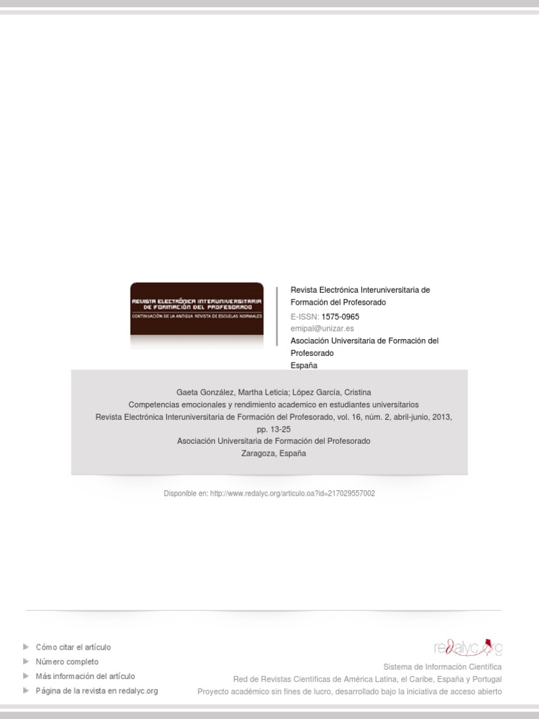 Competencias emocionales y rendimiento académico | PDF | Las emociones ...