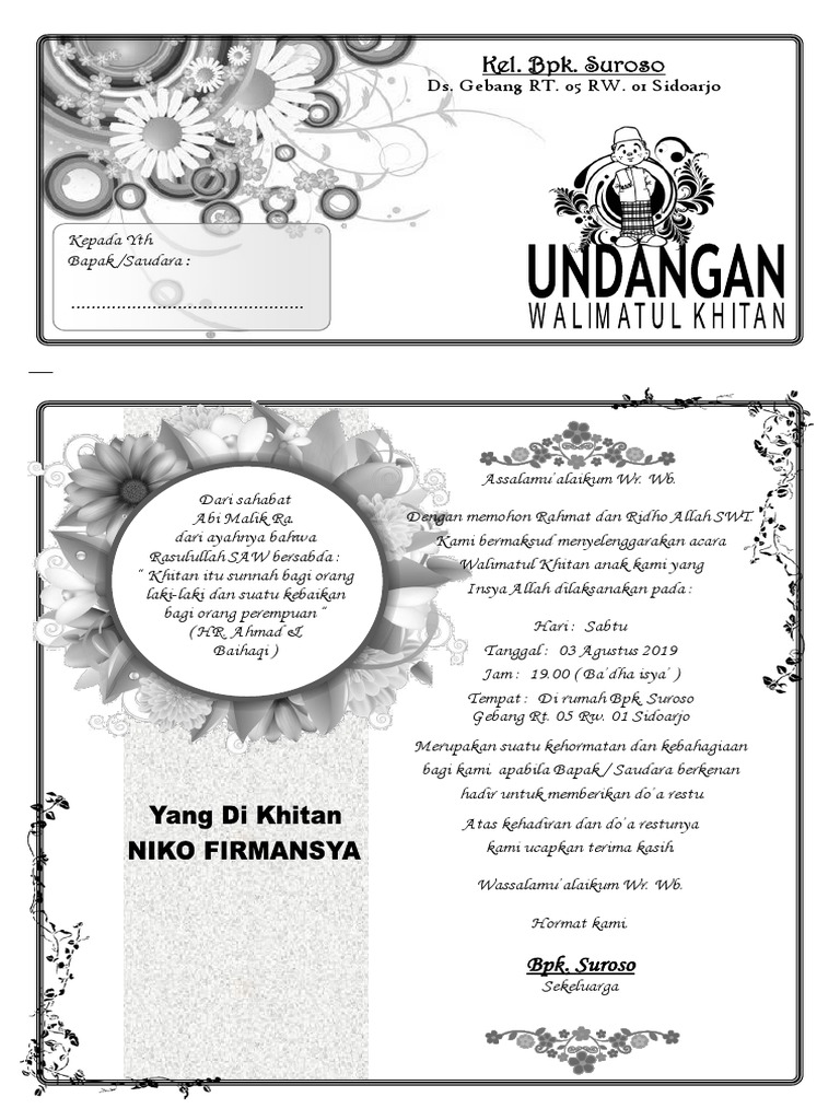Undangan Walimatul Khitan | PDF