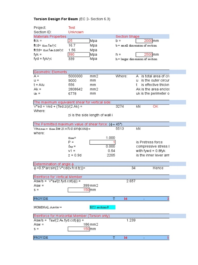 EC2 - Combined Shear Torsion | PDF | Strength Of Materials | Chemical ...