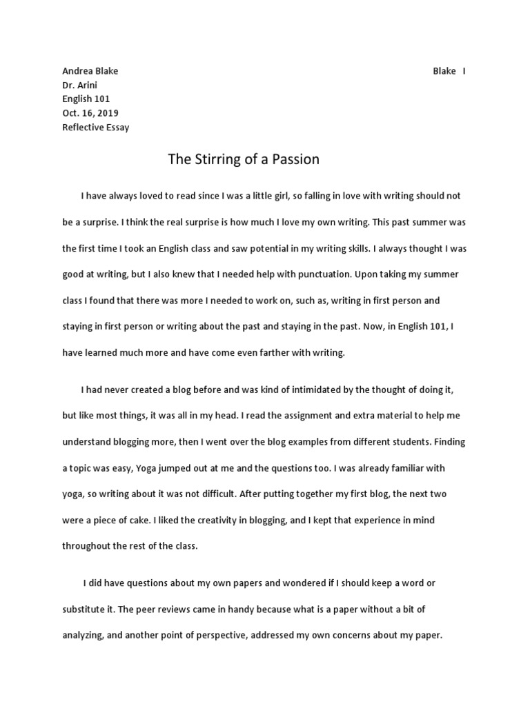 Reflective Essay Essays Cognition