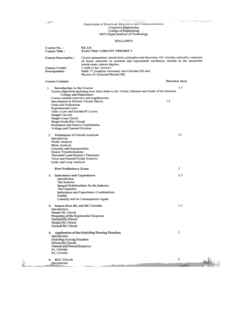 EE 131 Syllabus | PDF