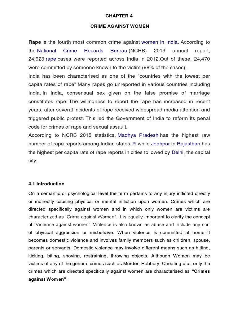 Crime Against Women in India | PDF | Rape | Sexual Assault