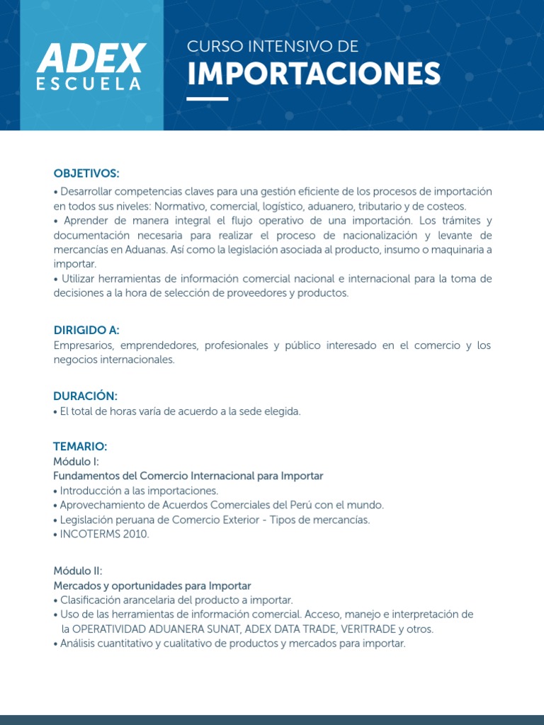 Curso Intensivo de Importaciones en Perú | PDF | El comercio ...
