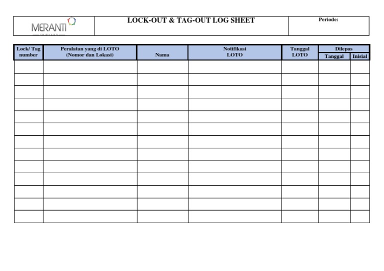 Format Log Sheet LOTO dan Template | PDF