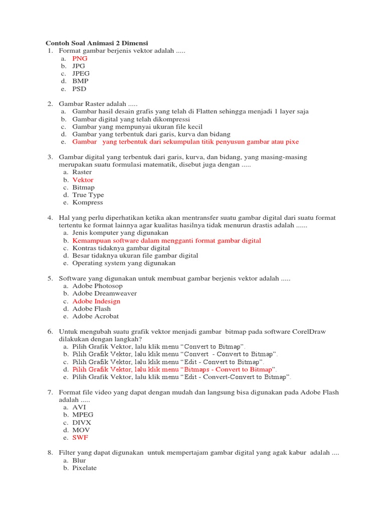 Soal dan Jawaban Animasi 2D | PDF