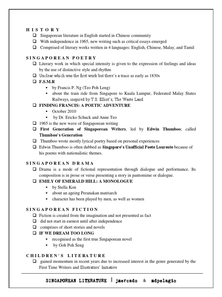 Singaporean-Literature.pdf | English Language Literature | Non Aligned ...