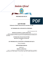 Ley Organiza de La Policia de Salta #6192 PDF