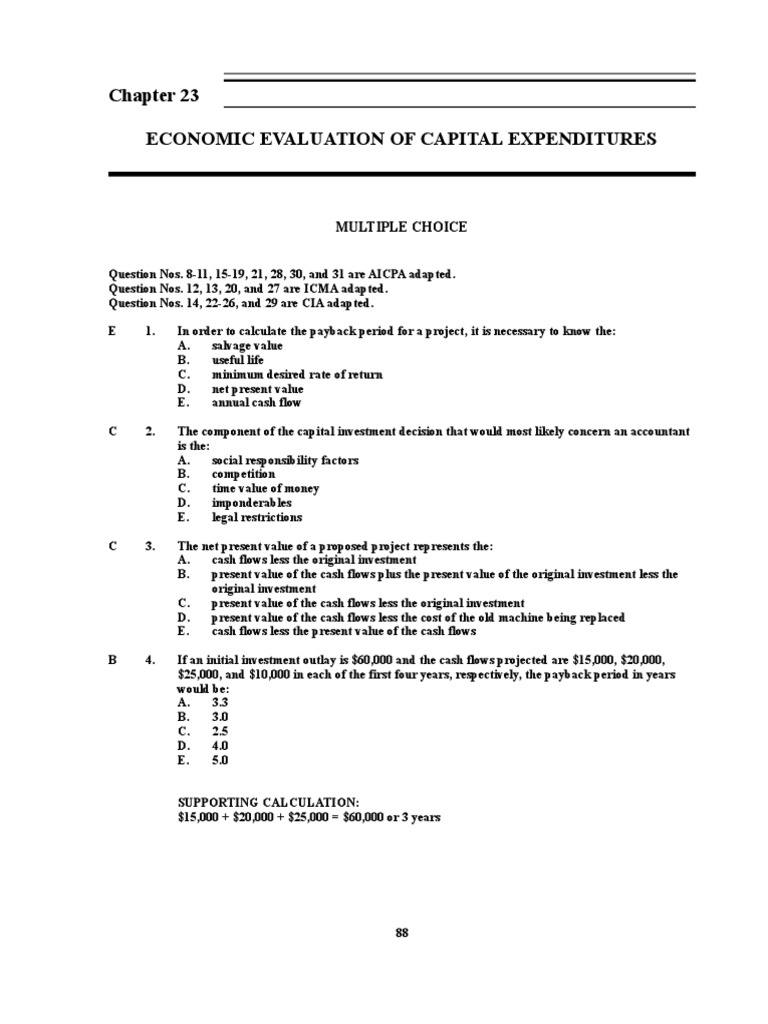 Capital Expenditures Economic Evaluation | PDF | Net Present Value ...