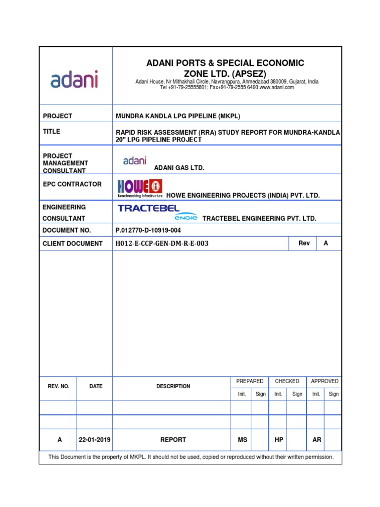 RRA Report for Mundra-Kandla LPG Pipeline | PDF | Pipeline Transport ...