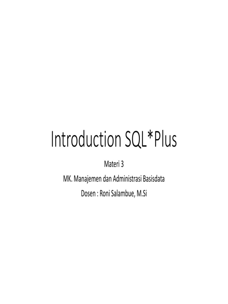3 - Introduction SQL Plus PDF | PDF | Sql | Pl/Sql