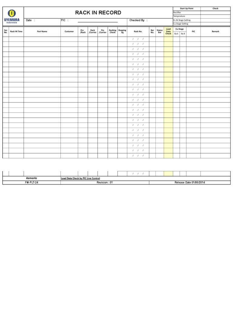 FM-PLT-20. Racking Record | PDF | Product Introductions | Automotive ...