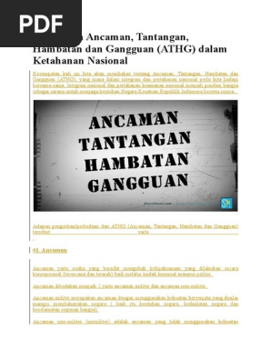 Pengertian Ancaman Tantangan Hambatan Dan Gangguan Athg Dalam Ketahanan Nasional Pdf