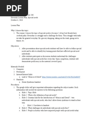 special needs lesson plan - google docs