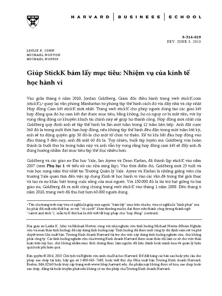 Case 2. Making StickK Stick The Business of Behavioral Economics (V