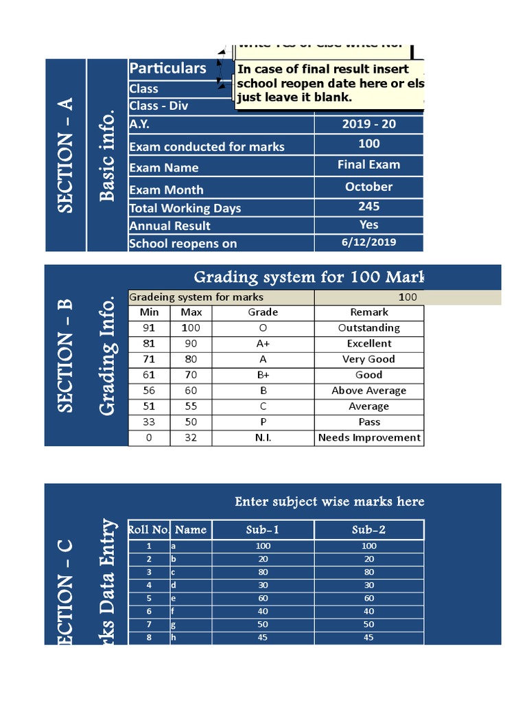 Class 5 A Yearly Result Sheet | PDF