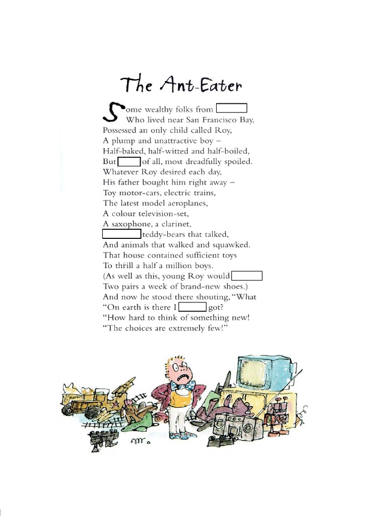 The Ant Eater - Roald Dahl Gapfill | PDF