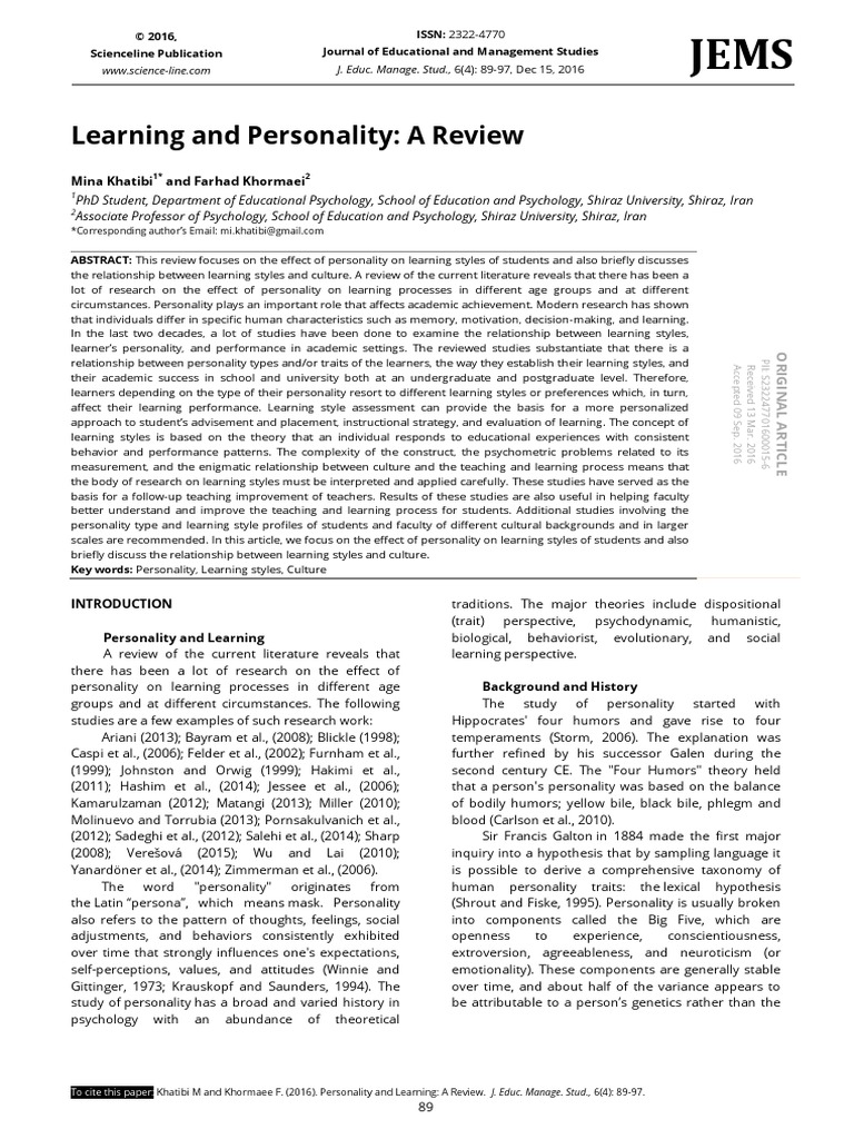 6 Ea 0 | PDF | Personality Psychology | Learning Styles