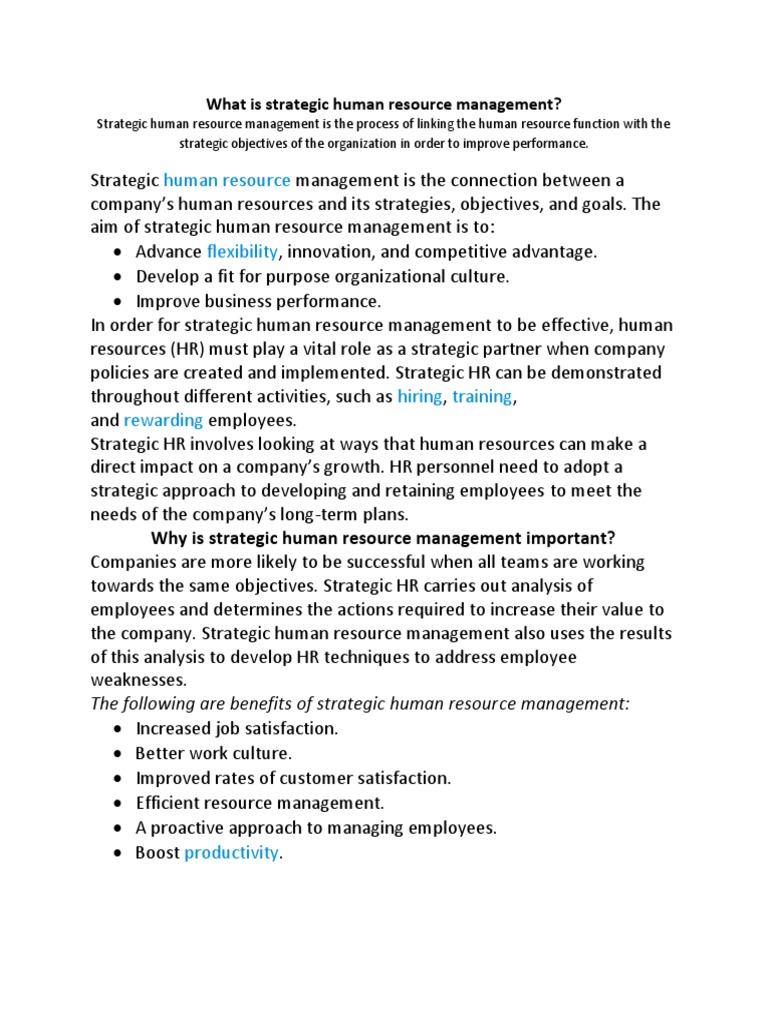 Week 2 Strategic Human Resource Management | PDF | Human Resource ...