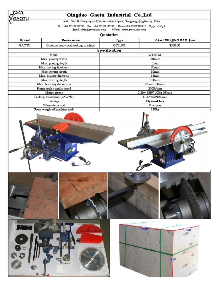 Combination Woodworking Machine Quotation PDF PDF Drilling Machines