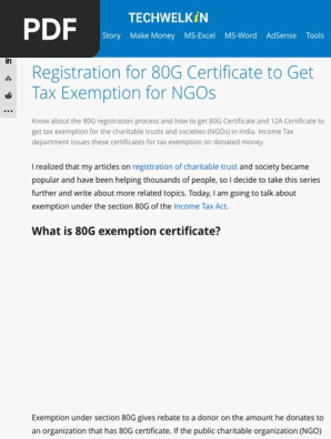 80G CertificateTax Exemption | PDF | Charitable Organization | Non 