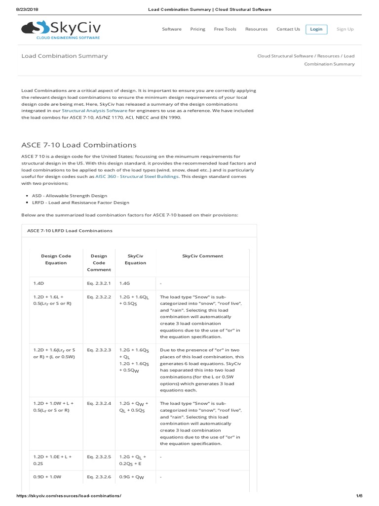 Load Combination Summary - Cloud Structural Software | PDF | Structural ...