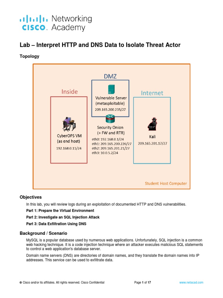 12.4.1.1 Lab - Interpret HTTP and DNS Data To Isolate Threat Actor ...