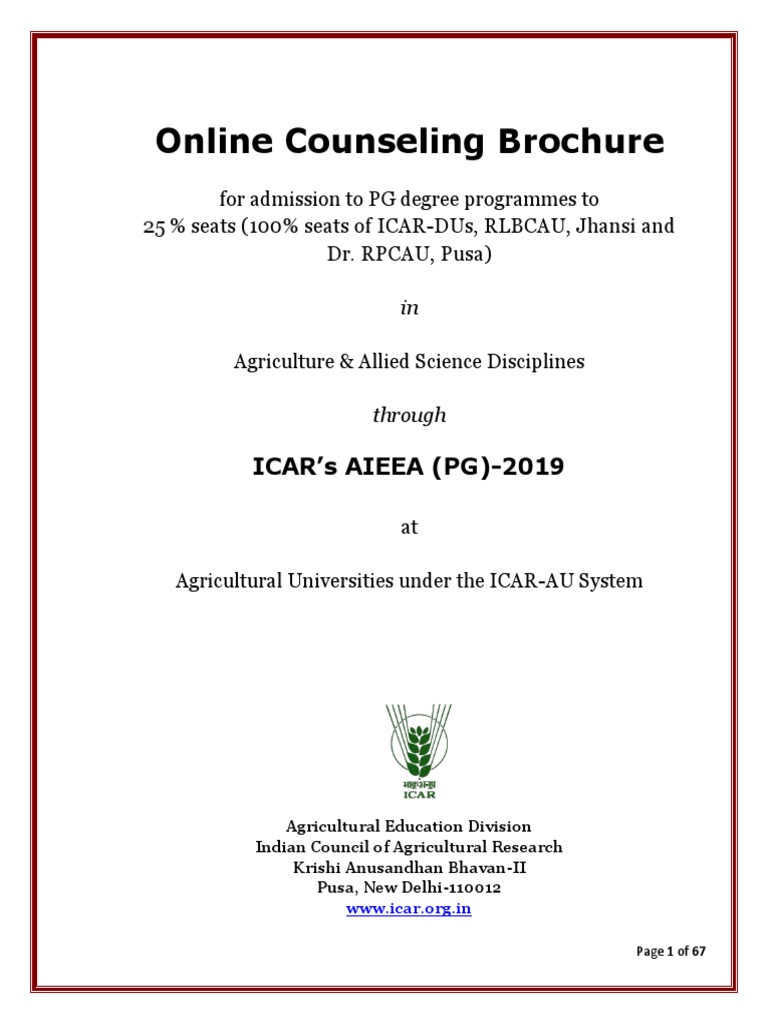 PG Counseling Brochure 2019 | PDF | University And College Admission ...