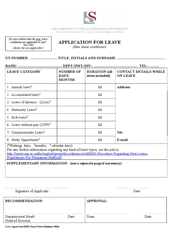 Leave Application Form for Employees | PDF | Business