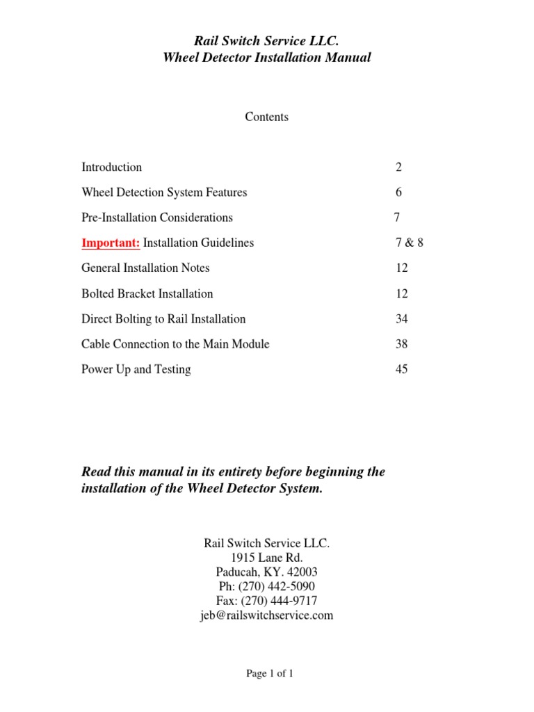 Wheel Detector Installation Guide | PDF | Electrical Connector | Track ...