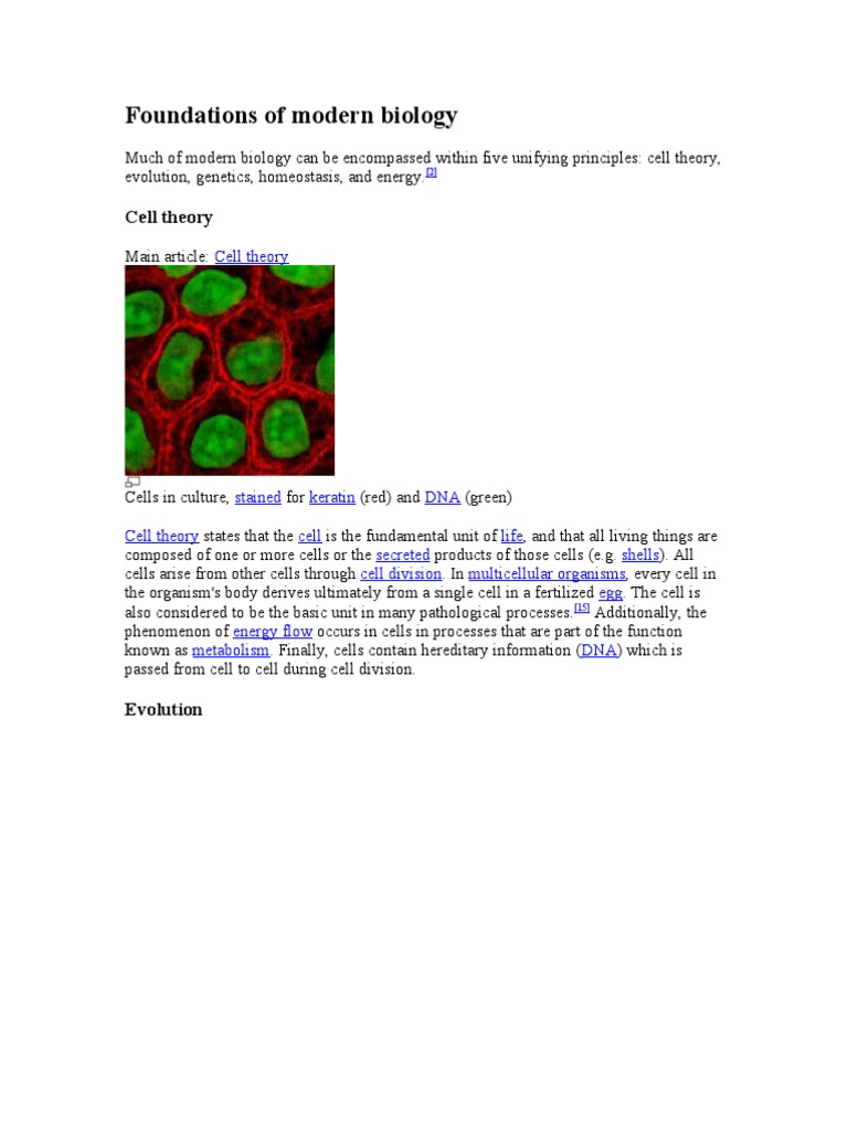 Foundations of Modern Biology: Cell Theory | PDF | Genetics | Biology