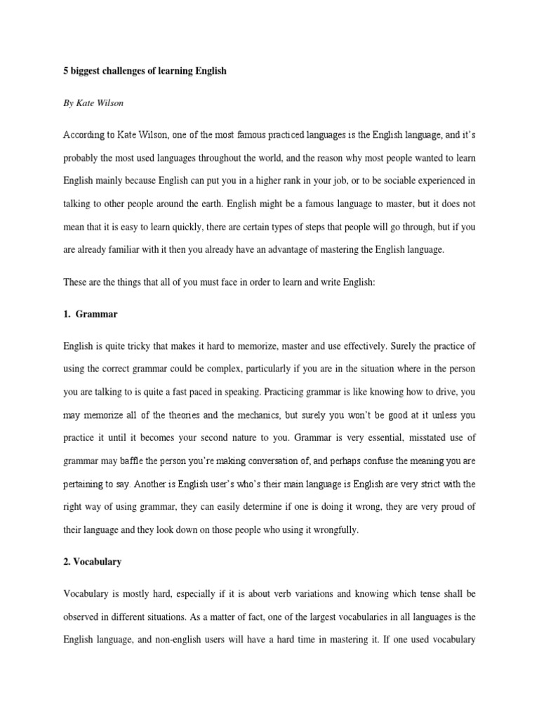 Top 5 Challenges in Learning English | PDF | English Language | Vocabulary
