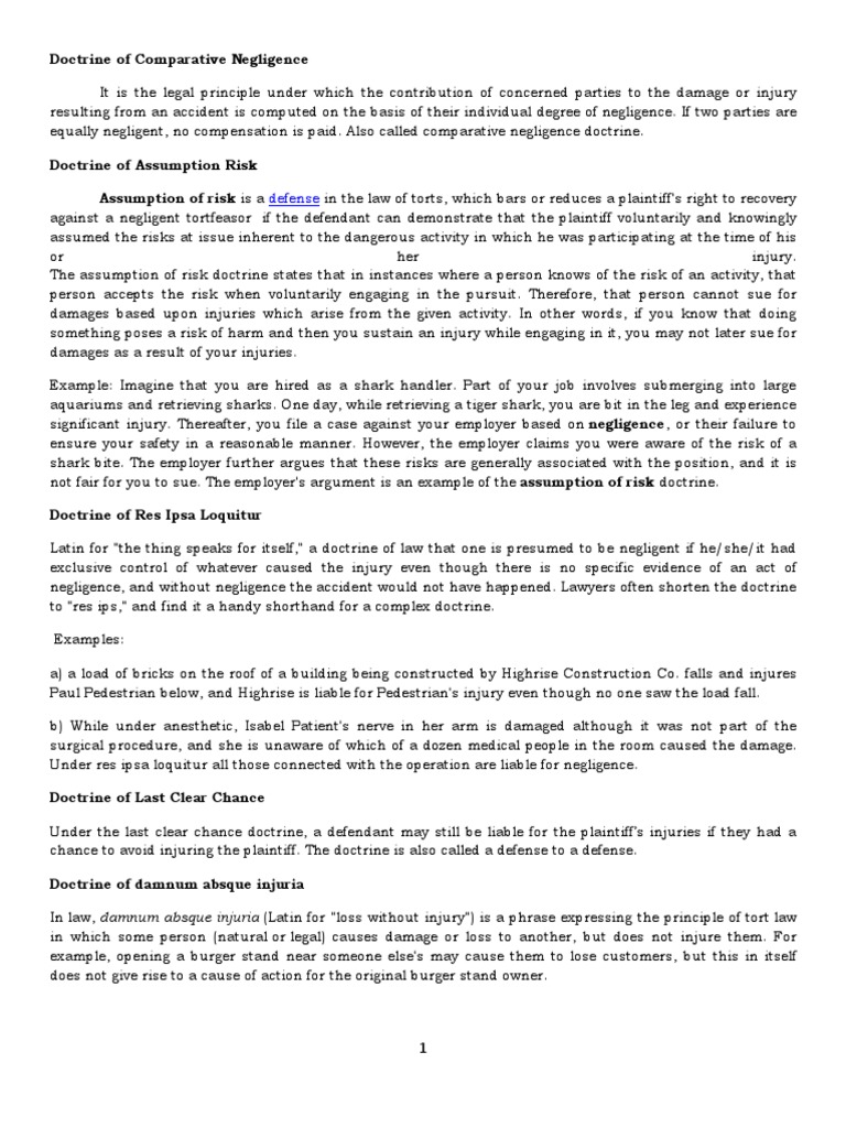 Examples Of Comparative Negligence