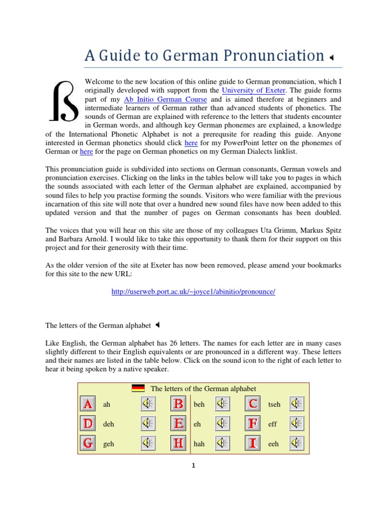 A Guide to German Pronunciation German Language Consonant